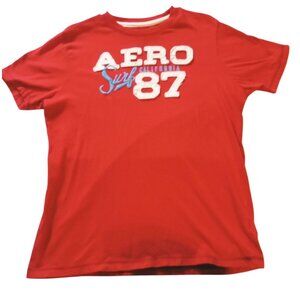 T-Shirt Aero Surf 87 California Boys Mens Red Large Aeropostale Round Neck Tee
